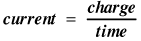 Formula for charge, current and time.