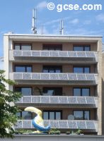 Photo-voltaic solar panels on the City Hostel Sonnige (Sunny) Aussichten (View) Ferrienwohnung (Holiday Flats) in Walsrode, Germany