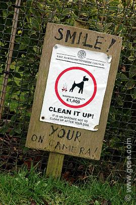 Notice to encourage dog owners in Thrapston to clear up after their animals!